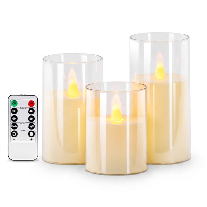 3-piece LED Flameless Candles with Remote Control for Weddings, Parties & Home Decor