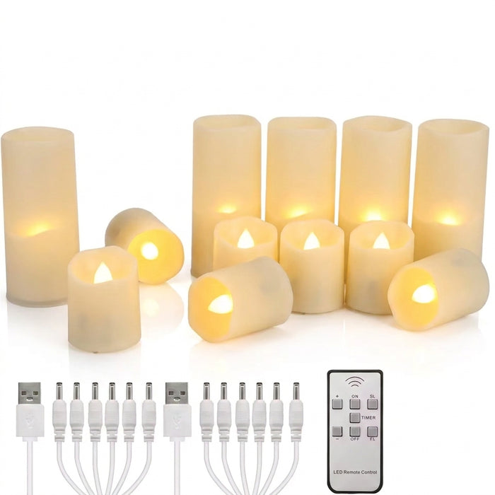 Rechargeable LED Tea Lights with Timer & Remote — Flameless Candles for Weddings & Home