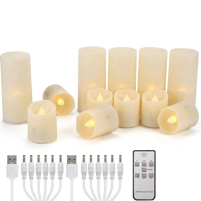 Rechargeable LED Tea Lights with Timer & Remote — Flameless Candles for Weddings & Home