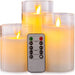 Set of 3 LED Glass Flameless Candles with Remote & Timer — 3 Sizes, 3 Colours