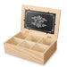 Wooden 6-Compartment Tea Box with Transparent Lid — 24×16×7 cm Organiser