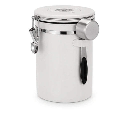 Airtight Stainless Steel Coffee Canister 22oz (1800ml) with Scoop — Black