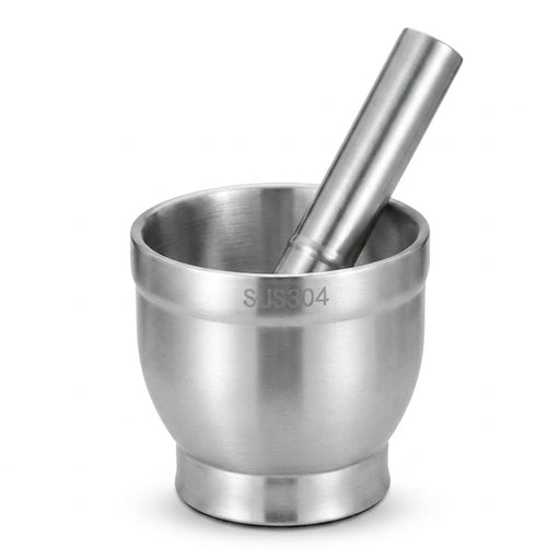 5-inch 304 Stainless Steel Mortar with Lid — Polished Herb Crusher
