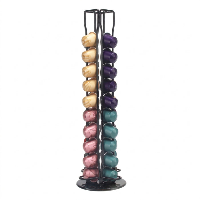 Rotating Metal Coffee Pod Holder — Plated Rack for Nespresso Capsules (Black, Silver, Gold)
