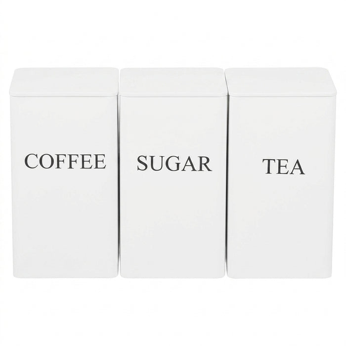 3‑Piece Coffee, Tea & Sugar Canister Set — Stainless Steel with Airtight Bamboo Lids