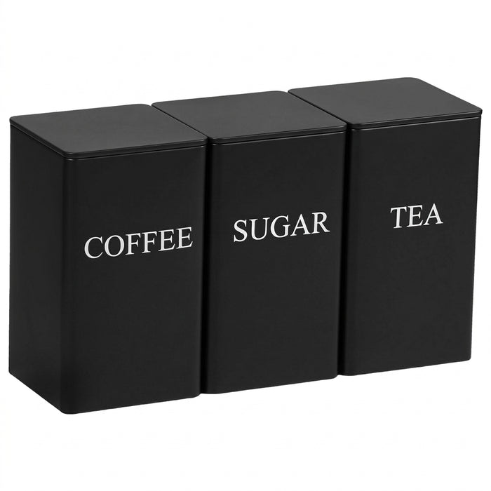 3‑Piece Coffee, Tea & Sugar Canister Set — Stainless Steel with Airtight Bamboo Lids