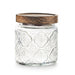Vintage Glass Canister with Wooden Lid — Airtight Embossed Jar (M)
