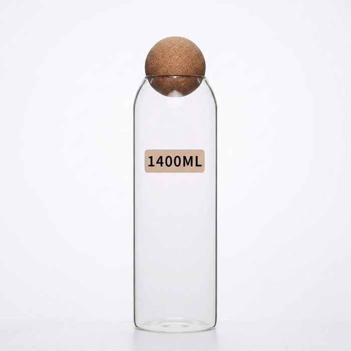 Hand‑blown Glass Storage Jars with Ball Cork Stopper — Transparent Kitchen Organiser for Tea, Spices & Nuts