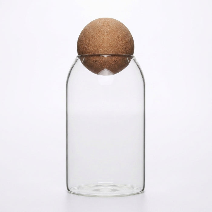 Hand‑blown Glass Storage Jars with Ball Cork Stopper — Transparent Kitchen Organiser for Tea, Spices & Nuts