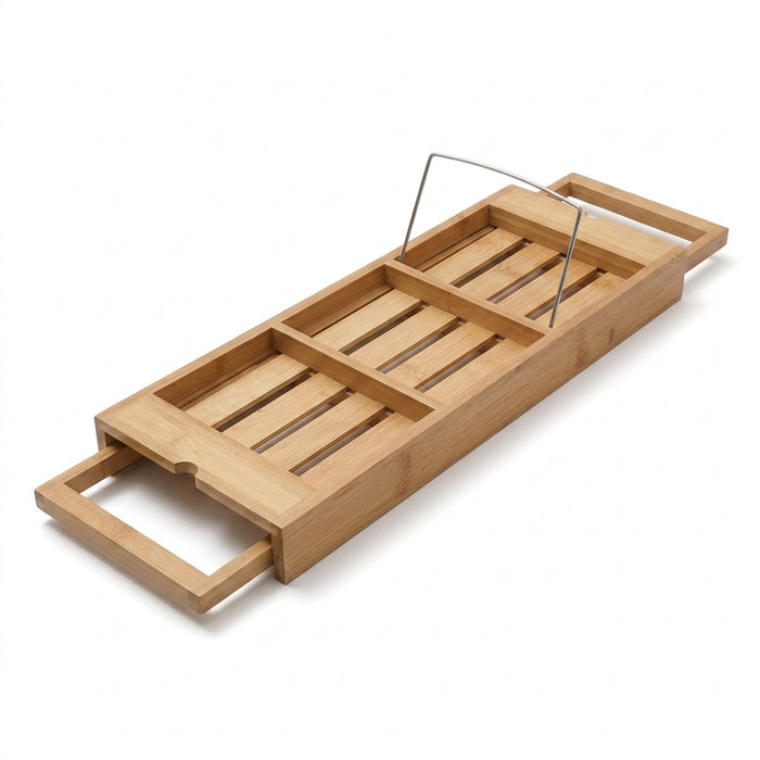 Expandable Wooden Bathtub Caddy Tray – Telescopic, Non‑slip Tablet & Soap Holder