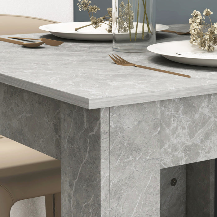 HOMCOM Square Dining Table, Modern Small Dining Table with Faux Cement Effect, Space Saving, Non-slip Foot Pads, Cement Grey