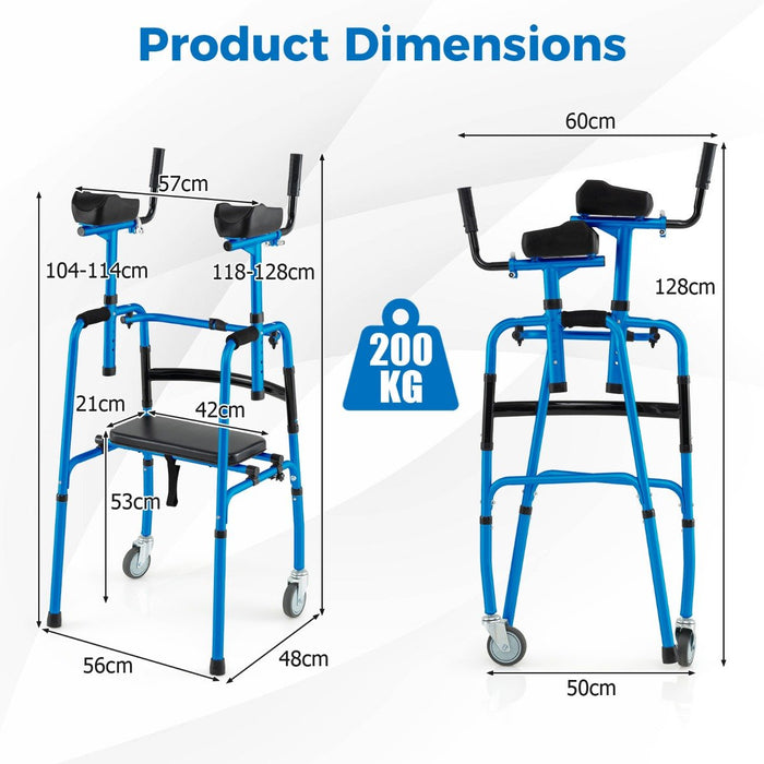 Versatile Rolling Walker with Padded Seat and  2 Premium Wheels-Navy