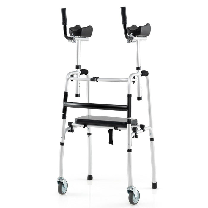 Versatile Rolling Walker with Padded Seat and  2 Premium Wheels-Navy