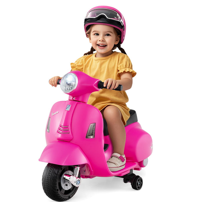 6V Kids Ride on Motorcycle with Training Wheels and Headlight - Vespa Scooter for 18-