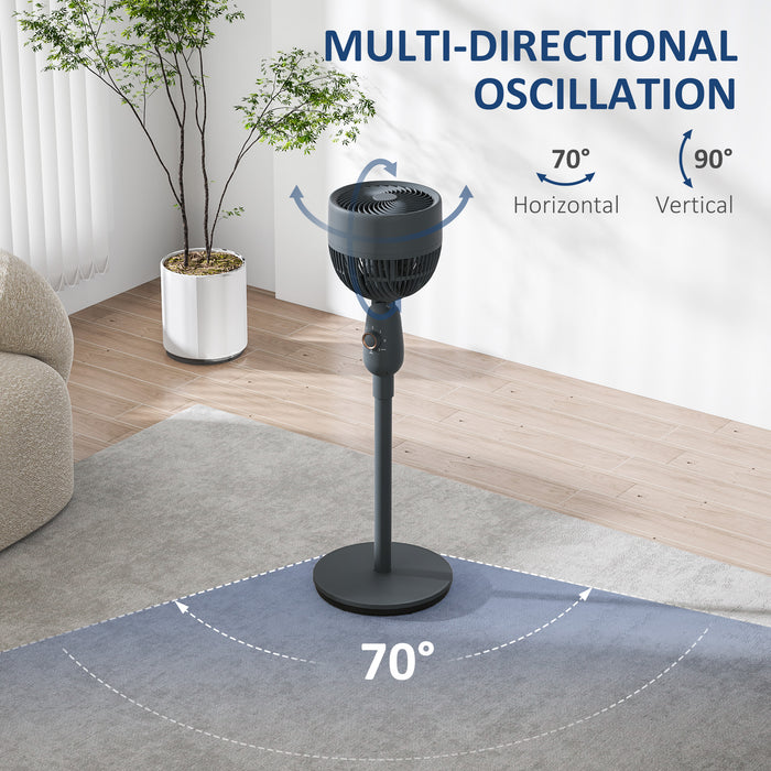 HOMCOM Pedestal Fan, Powerful Air Circulator, 12 Inch Floor Standing Fan with 3 Speed Settings, Oscillating Function for Bedroom, Home and Office, Grey