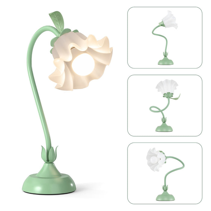 Vintage Nightstand Lamp with Lily of the Valley Acrylic Lampshade-