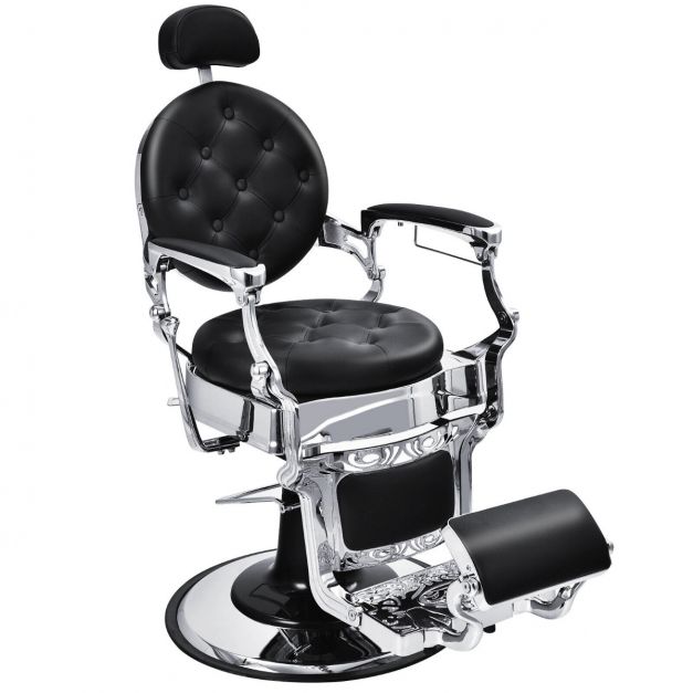 Vintage Salon - Adjustable Black Barber Chair with 360° Swivel Function - Ideal for Professional Hair Salons and Barbershops