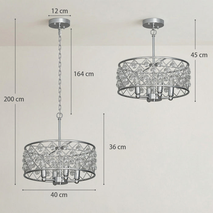 HOMCOM 51 Crystallite Four-Bulb Chandelier - Silver-Tone