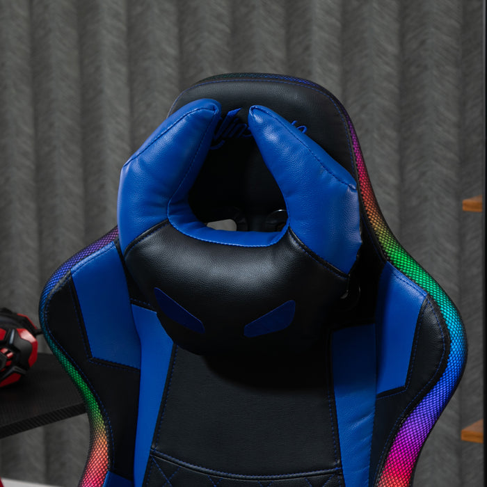 High-Back Racing Gaming Chair with RGB Lighting - Ergonomic Design with Lumbar Support and Height Adjustment - Stylish, Comfortable Recliner for Gamers and Home Office Use