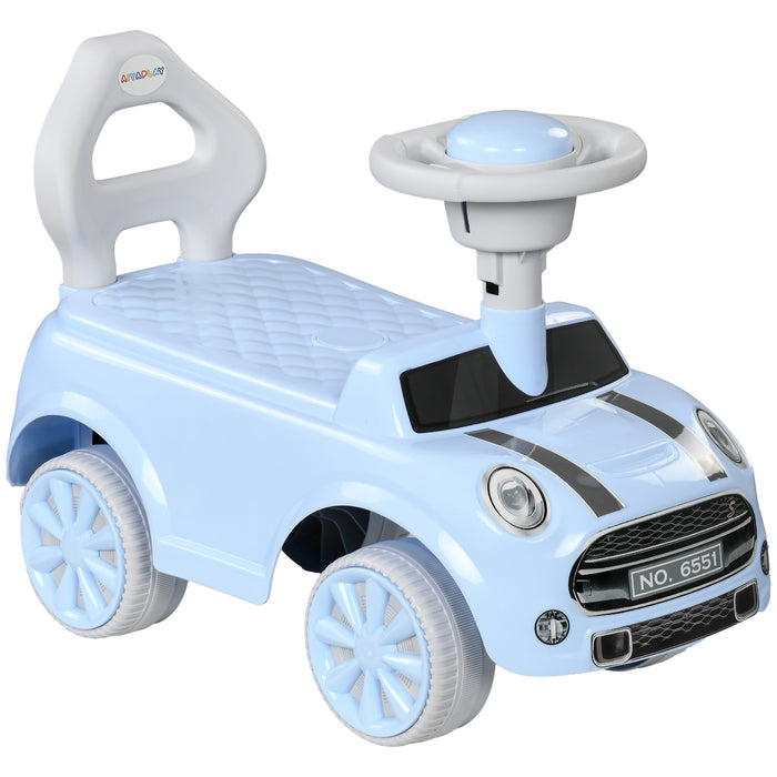 Toddler Foot-Powered Ride-On Toy Car - Features Anti-Tip Backward Design & Fun Air Horn - Ideal for 18 to 36 Month Olds in Light Blue