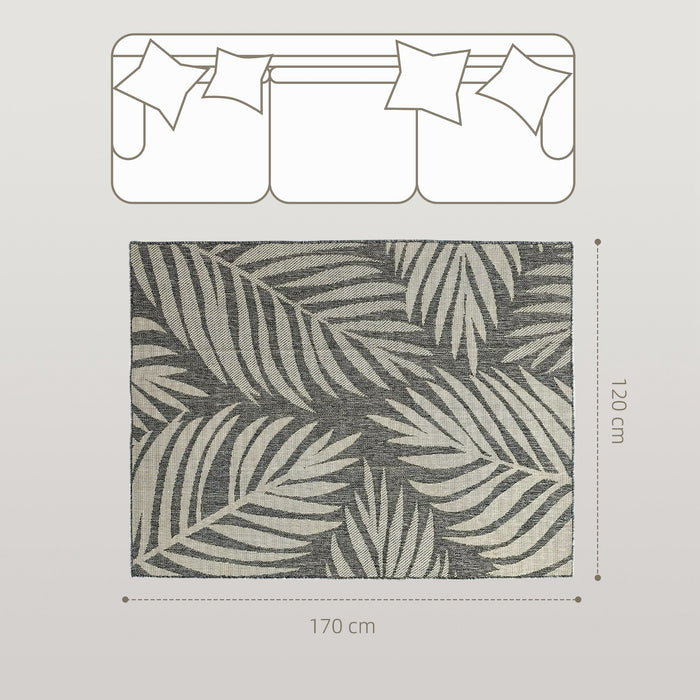 HOMCOM UV Resistant Indoor & Outdoor Area Rug, Easy-Cleaning Machine Washable Rug for Patio, Garden, Kitchen, Bathroom or Living Room, 170 x 120 cm, Grey