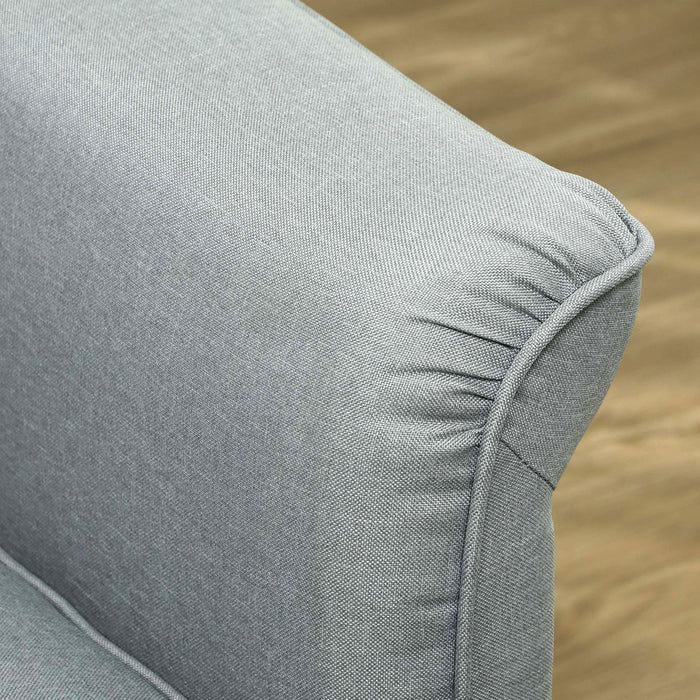 HOMCOM 3 Seater Sofa, Modern Fabric Sofa Couch with Spring Cushion, Rubber Wood Legs, 191cm Upholstered Settee for Living Room, Bedroom, Home Office, Guest Room, Grey