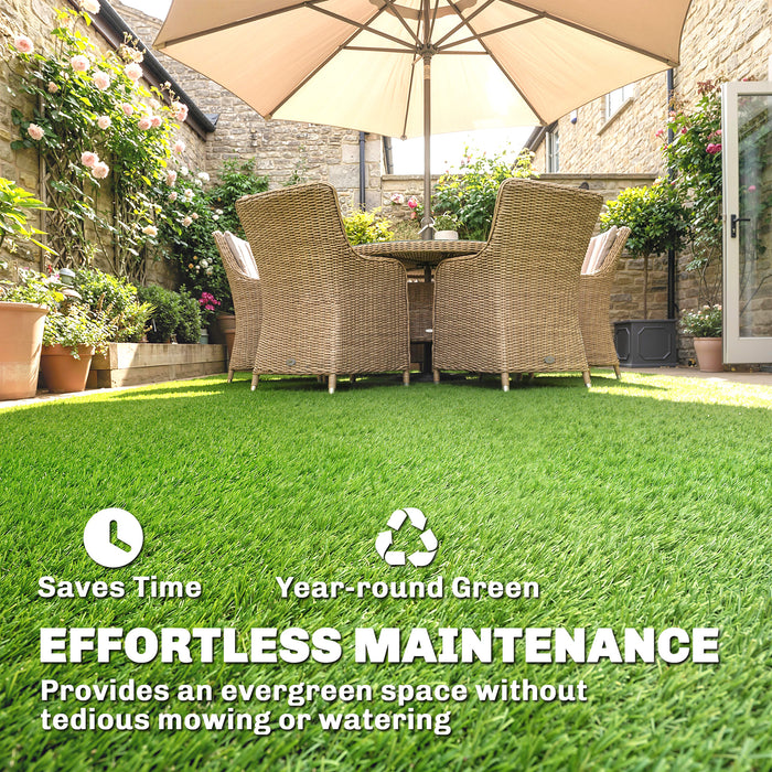 Outsunny Artificial Grass Turf Low Maintenance Realistic Lawn Pet Turf with Drain Holes for Garden 1m x 4m Green