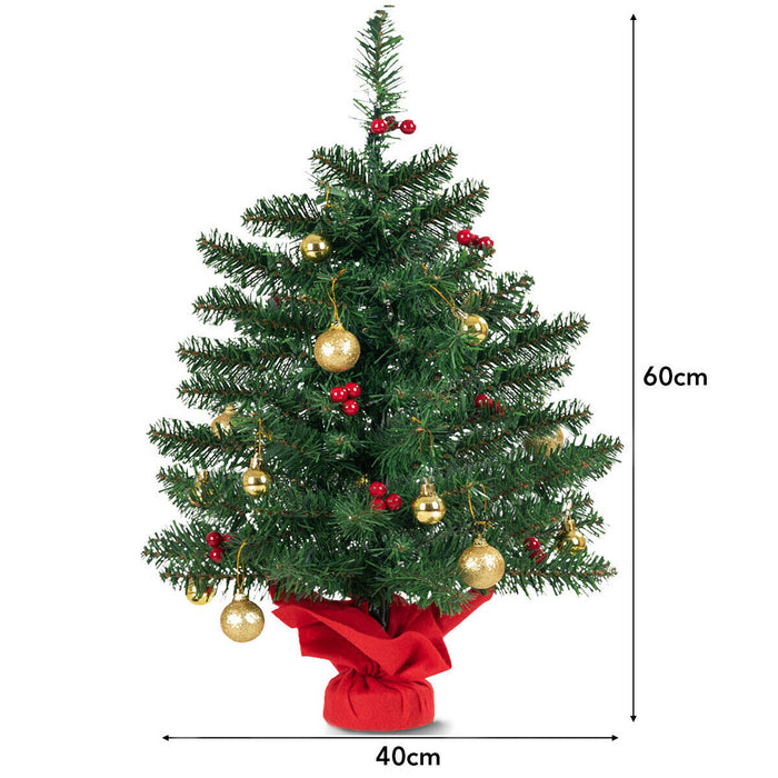 2FT 60cm PVC Artificial Christmas Tree with LED Lights