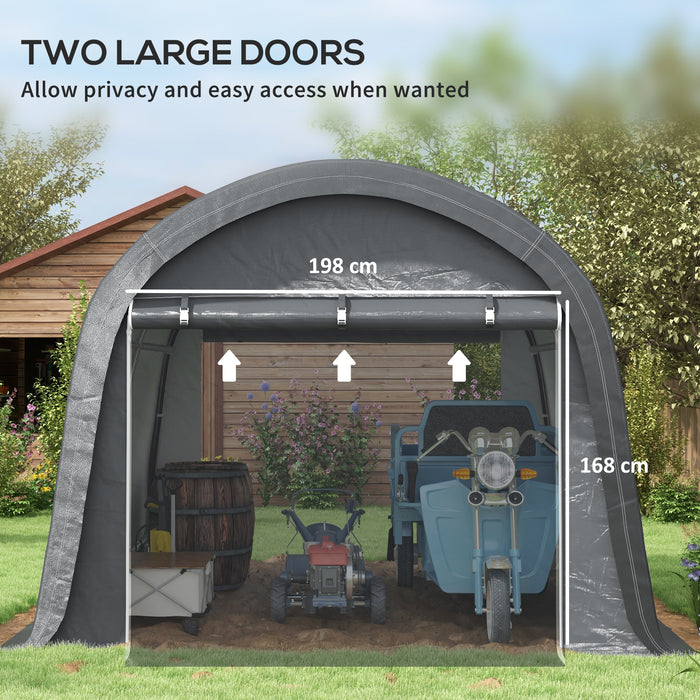 Outsunny 3 x 3(m) Garden Storage Tent, Heavy Duty Outdoor Shed with 2 Doors, Waterproof Portable Shed Storage Shelter with Galvanised Steel Frame for Bike, Motorcycle, Garden Tools, Grey