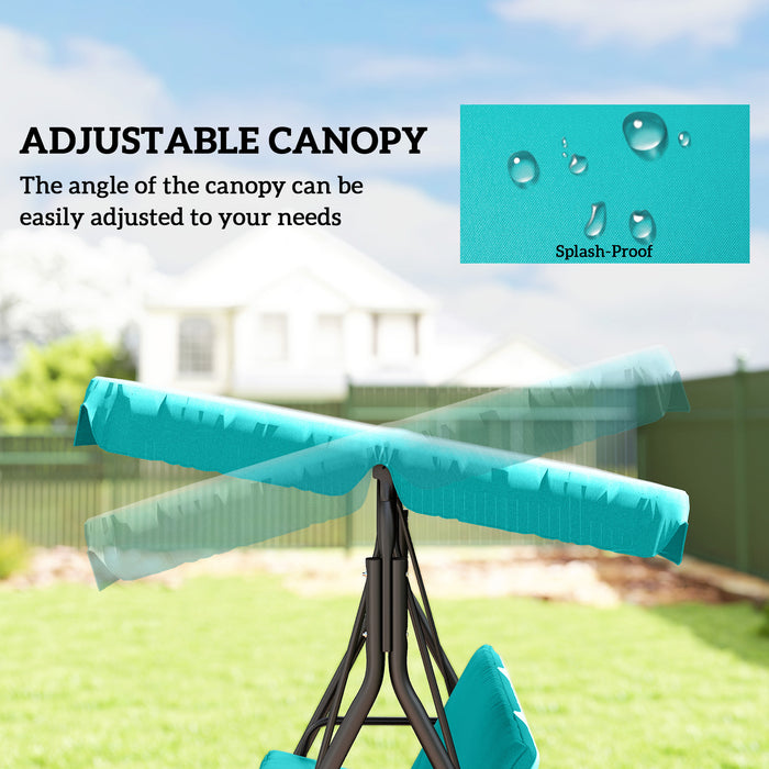 Outsunny Three-Seater Garden Swing Chair, with Adjustable Canopy - Blue