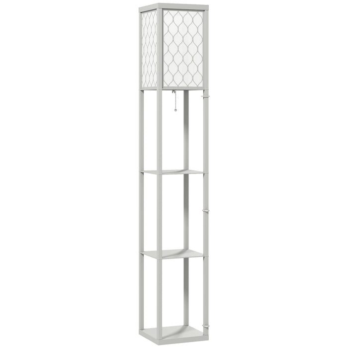HOMCOM Three-Shelf Standing Lamp - Grey/White