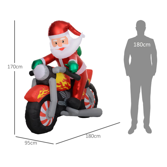 Outsunny 5.6ft Inflatable Santa Claus Motorcycle Decoration | Aosom UK