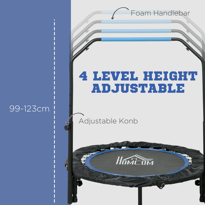 Foldable 40" Mini Fitness Trampoline - Adjustable Foam Handle, Sturdy Rebounding Exercise Equipment - Ideal for Cardio Workouts & Home Gym