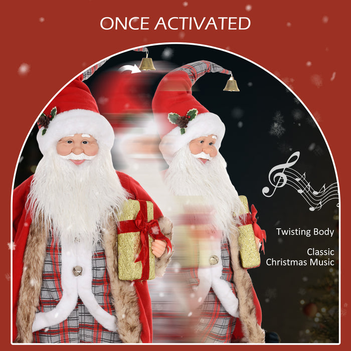 HOMCOM Life Size Animated Santa Claus, 141cm Tall Christmas Decoration with Sound Activated and Festive Music for Party | Aosom UK