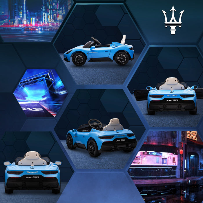 AIYAPLAY Maserati MC20 Licensed 12V Kids Electric Ride on Car with Remote Control, Spring Suspension, Blue | Aosom UK