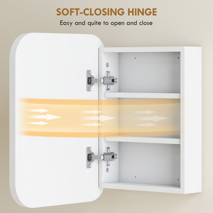 HOMCOM Bathroom Medicine Cabinet with Mirror, Bathroom Wall Cabinet with Adjustable Shelves, Soft Close Hinges, White