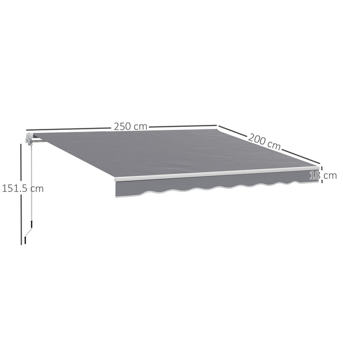 Outsunny Garden Retractable Awning - Dark Grey