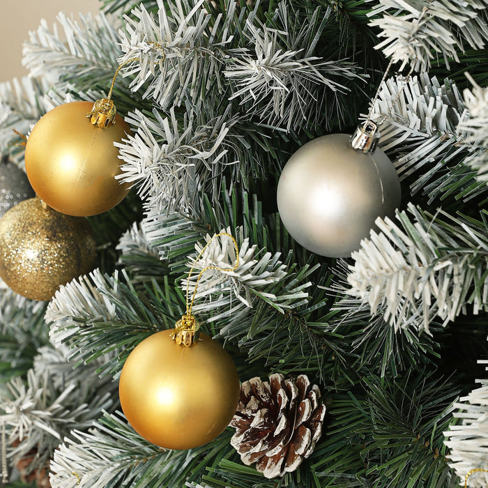 HOMCOM 7ft Artificial Pine Christmas Tree with 1152 Branch Tips and Steel Base, Realistic Hinged Tree with Pinecones, Holiday Décor for Home Office, Green