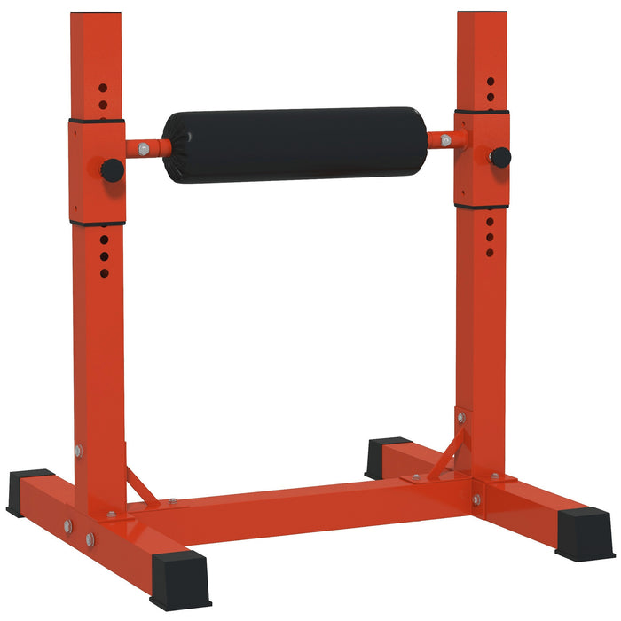 SPORTNOW Bulgarian Split Squat Stand, 12-Level Adjustable Single Leg Squat Machine with Foam Roller and Anti-Slip Pads for Lower Body Strength Training, Red