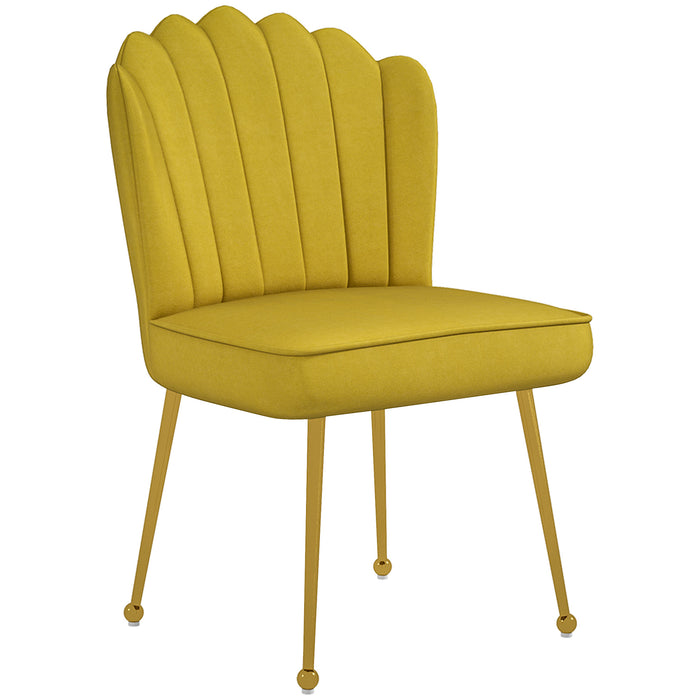 HOMCOM Velvet-Feel Shell Accent Chair - Yellow | Aosom UK