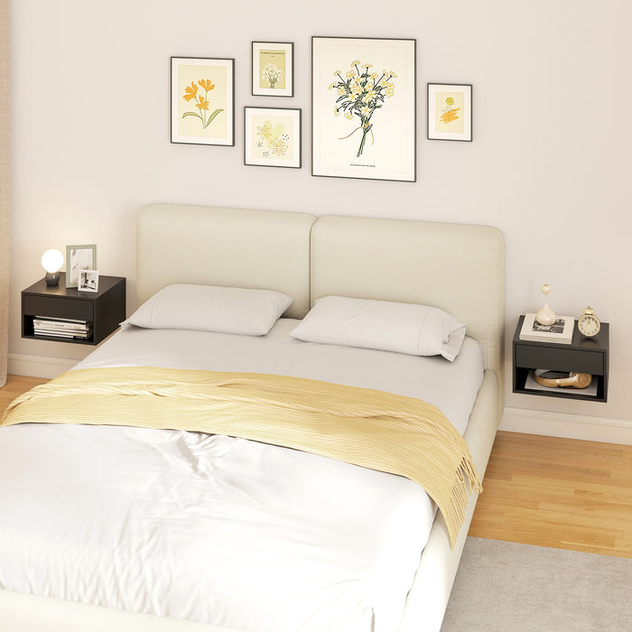HOMCOM Floating Bedside Tables Set of 2, Wall Mounted Nightstand, Black