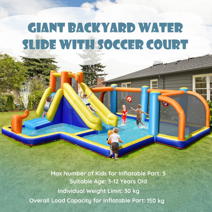 Inflatable Water Bounce House with Slide and 680W Air Blower