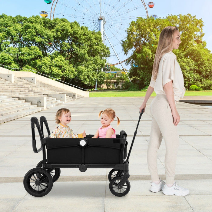 Wagon Stroller for 2 Kids with Adjustable Handle and Removable Canopy-