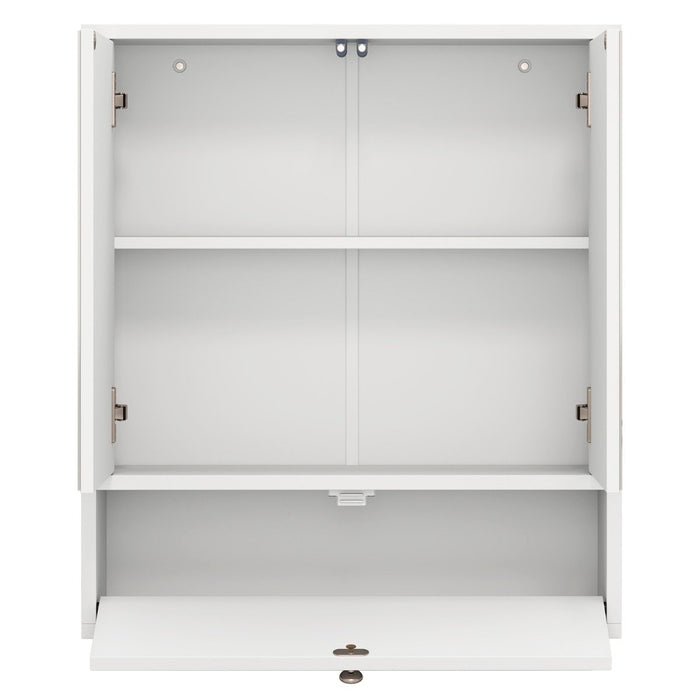 Wall-Mounted Bathroom Cabinet with Mirror and 3-Level Adjustable Shelf and Flip-Open Compartment-