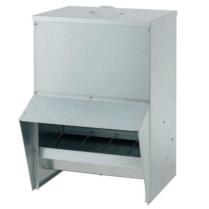 22KG Capacity Wall Mount Galvanized Chicken Feeder with Lid-