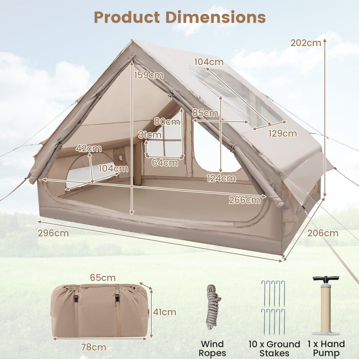 4-6 People Waterproof Inflatable Camping Tent with Pump-