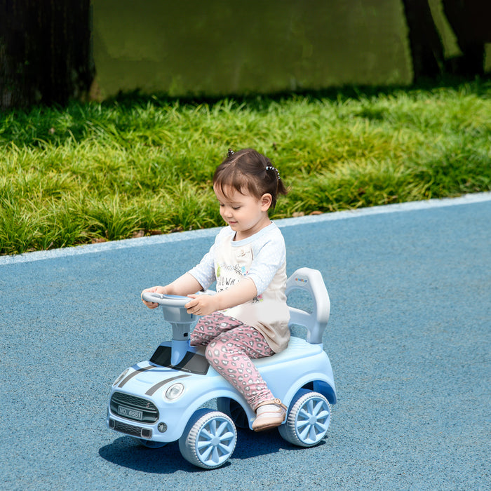 Toddler Foot-Powered Ride-On Toy Car - Features Anti-Tip Backward Design & Fun Air Horn - Ideal for 18 to 36 Month Olds in Light Blue