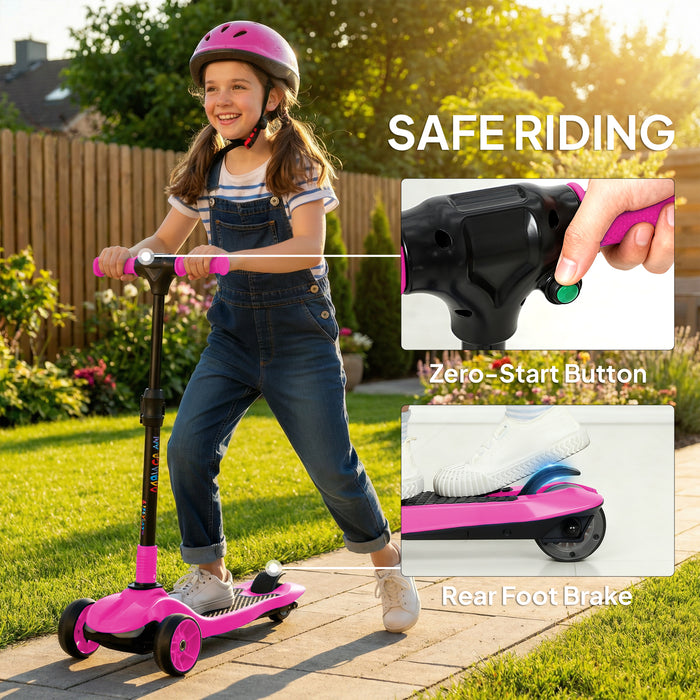 AIYAPLAY Three-Wheel Foldable Electric Scooter for Kids Aged 6-10 Years, Pink