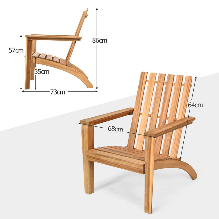 Wood Adirondack Chair with Solid Acacia Wood and 160KG Weight Capacity-