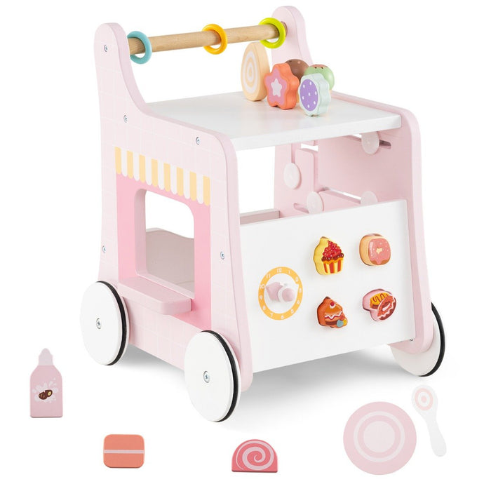 Multifunctional Ice Cream Cart Toy with Sweet Accessories and Smooth Wheels-